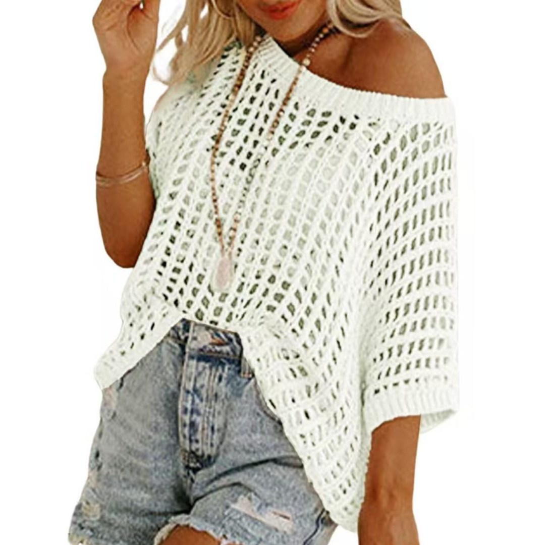 XONA™ - Summer Scoop Neck Crochet Top