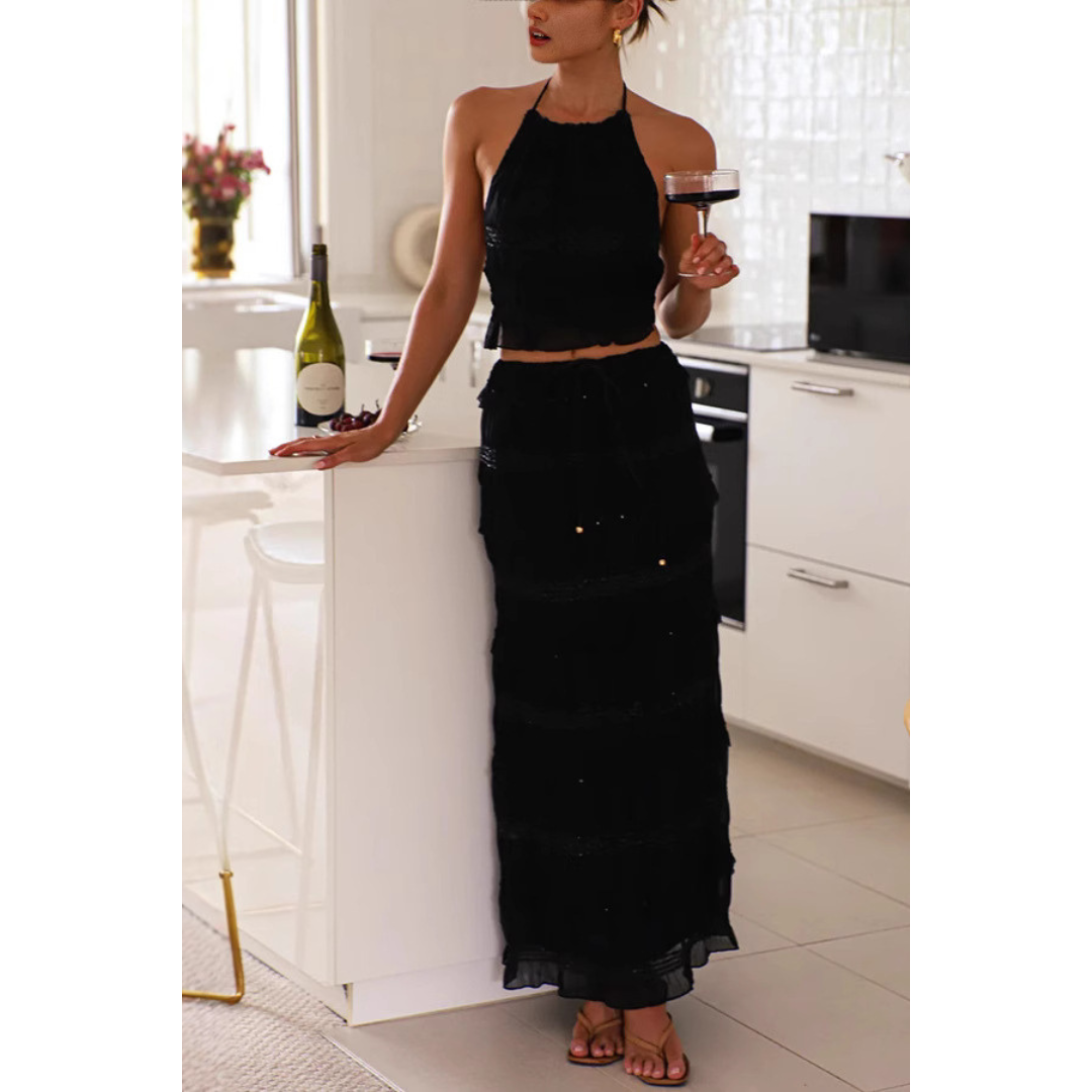 ANDREA™ – Elegant Summer Boho Halter Neck and Skirt Set