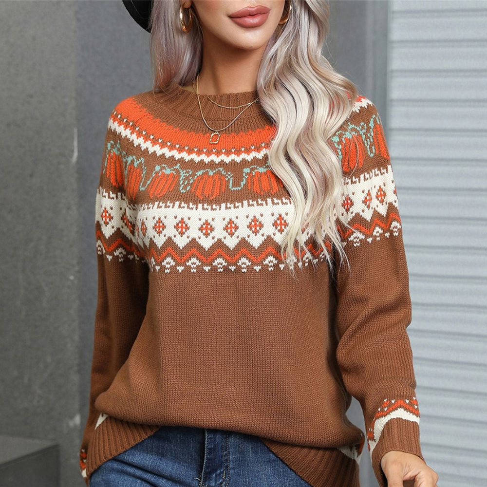 IYONNA™ - Vintage Round Neck Pumpkin Pullover Sweater