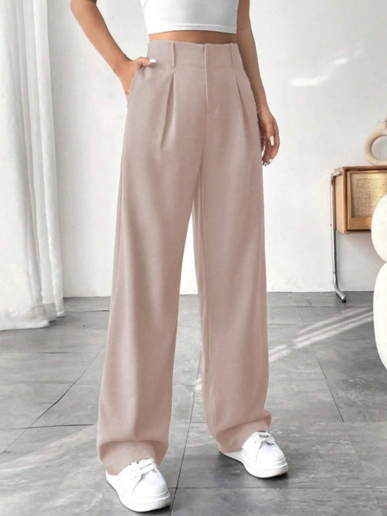 BELISIMA™ – Elegant Pleated Wide-Leg Office Trouser